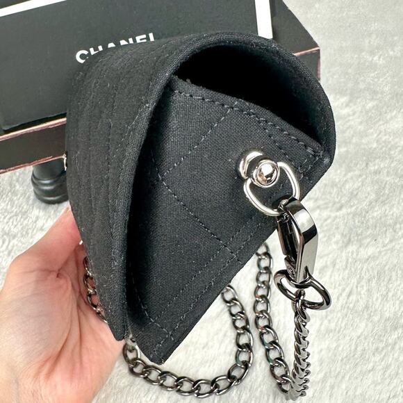 Chanel black canvas cloth sunglass case crossbody - Picture 5 of 11